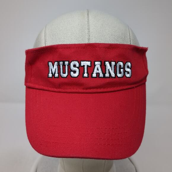 Mustangs Herzog Strapback Sun Visor Cap Red One Size Adjustable Bwm Global - Picture 2 of 10